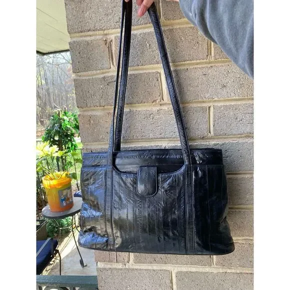 Eel Skin Vintage Black Shoulder Bag EXCELLENT CONDITION - Picture 8 of 17